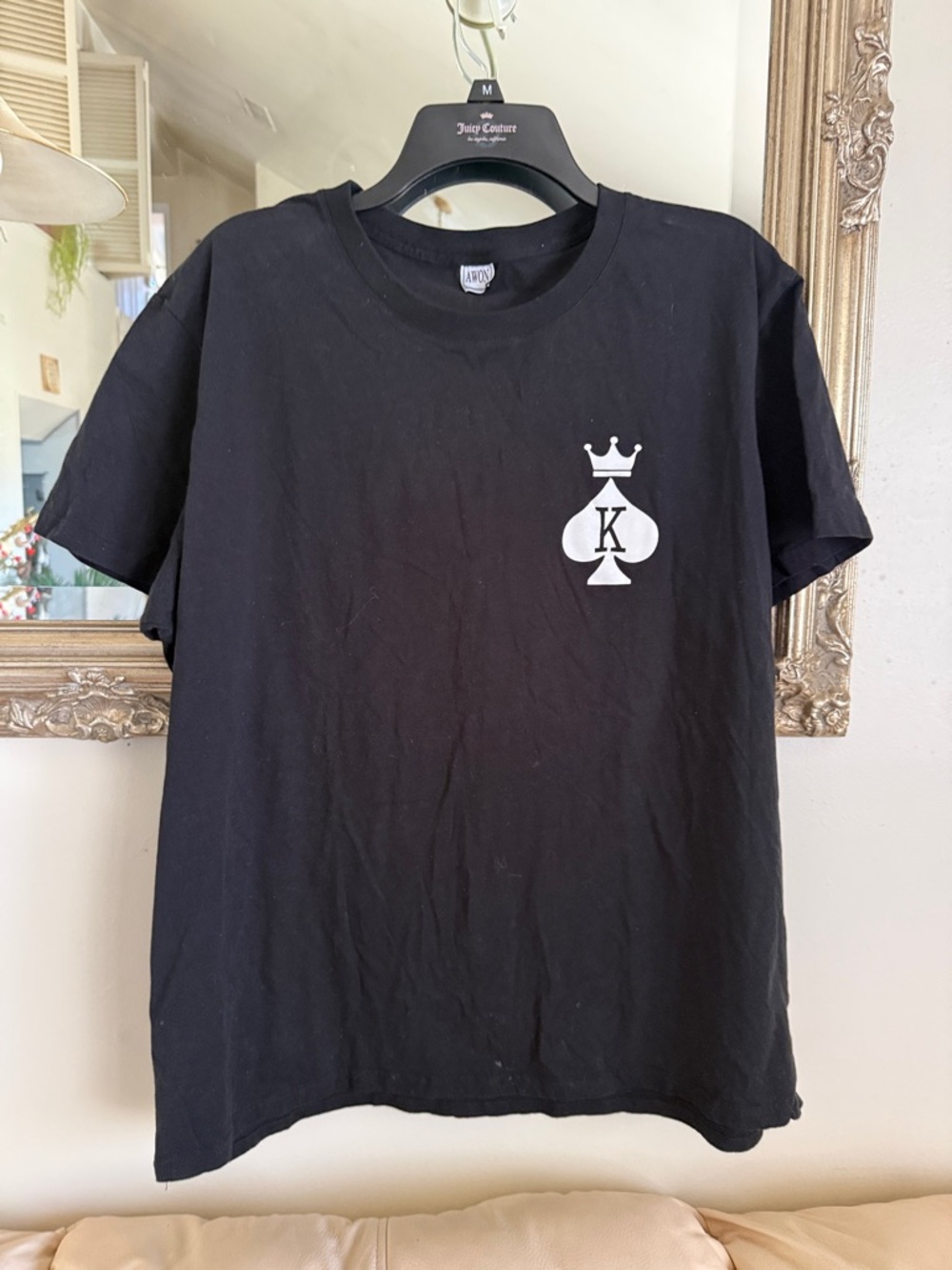 Unbranded Black Crew Neck Tee with White King Spade Graphic